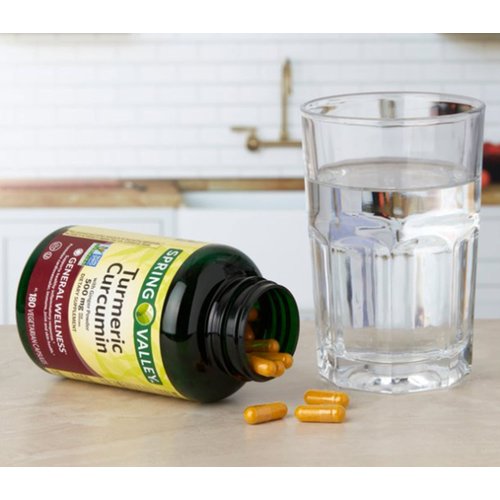 Spring Valley Turmeric Curcumin 500mg with Ginger Powder, General Wellness, 180 Capsules (Pack of 2)