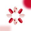 Mkwntg Red Press on Nails Short Round Fake Nails Cute False Nails with Flower Strawberry Designs Glossy White French Tip Acrylic Nails Reusable Full Cover Glue on Nails for Women Girls Manicure 24Pcs