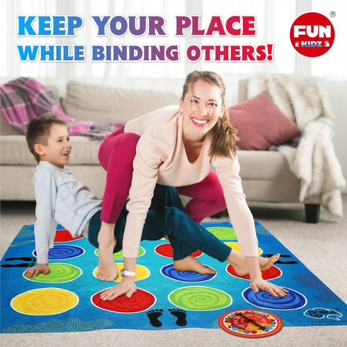 BRAINS UP Classic Twist Poses Floor Game, FunKidz Giant Mat Party Games for Kids Adults Bigger Size Family Indoor and Outdoor Activity for Boys Girls Gift