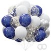 OuMuaMua 62pcs Silver Navy Blue Balloons Kit - 12 Inches Silver Blue Party Decoration Balloons for Baby Shower Birthday Wedding Party Decorations Supplies