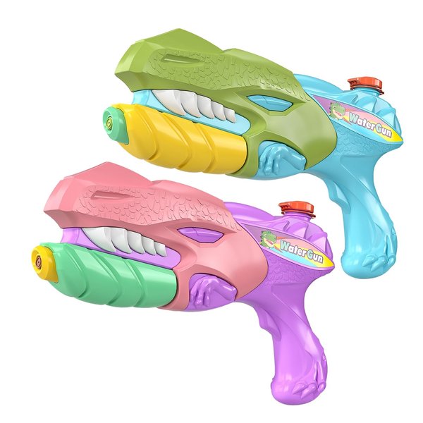 TEMI 2 Pack Dinosaur Water Blasters for Kids, Long-Range Shooting Pump Squirt Water Guns for Boys and Girls 3 4 5 6 7 8+ Years, Outdoor Toys Summer Fighting Game for Pool, Beach, Party
