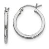 Sterling Silver Rhodium-plated 2mm Square Tube Hoop Earrings