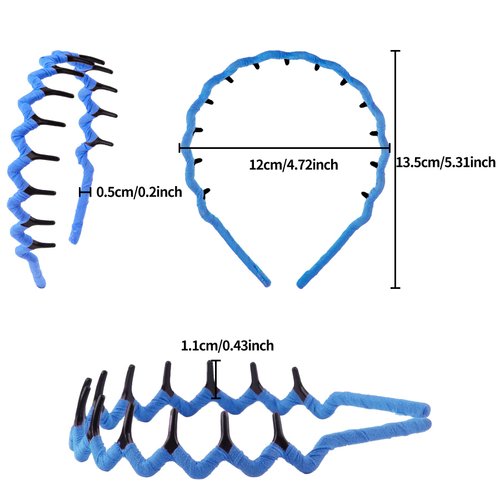 Duufin 12 Pieces Zigzag Shark Tooth Hair Headbands Wave Teeth Comb Headbands Non-slip Headband Fabric Covered Colorful Zig Zag Headbands for Girls and Women, 12 Colors