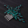 Teyglen Bridal Crystal Hair Comb Full Green Rhinestone Wedding Hair Comb Simple Green Crystal Hair Piece Bridal Hair Accessories Sparkly Headpiece for Women Bride Girls