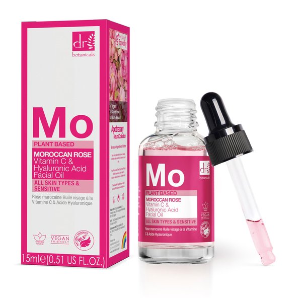 Dr Botanicals Vegan Moroccan Rose Superfood Face Oil with Vitamin C and Hyaluronic Acid | Nourishing Treatment for Youthful-Looking Skin | Enhances Elaciticity and Brightens Skin - Made in UK