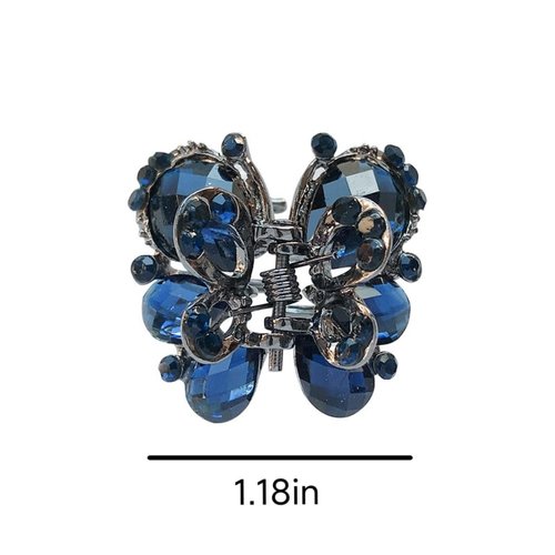 4 Pcs Vintage Mini Hair Jaw Clips Metal Rhinestone Butterfly Hair Claw Clips Crystal Small Claw Hair Clips, Non Slip Cute Decorative Shiny Hair Clamps for Women Girls