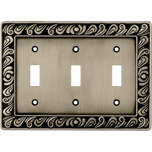 Franklin Brass Paisley Wall Plate, Brushed Satin Pewter Triple Triple Switch Switch Cover, 1-Pack, 64054
