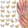 20Pcs Butterfly Nail Charms 3D Luxury Butterfly Nail Gems Gold Silver Butterfly Nail Diamond Shiny Nail Rhinestones for Acrylic Nails Nail Art Supplies Nail Gems for Women Girls Manicure