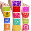 82 PCS Mexican Tattoos Temporary Theme Fiesta Birthday Party Decorations Supplies Favors Cinco De Mayo Papel Picado Tattoos Stickers for Kids Prizes Rewards