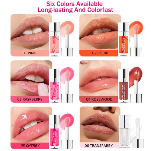 Leoly Dreaming Plumping Lip Oil, Moisturizing Lip Glow Oil, Long Lasting Nourishing Lip Gloss Lip Balm, Non-sticky Transparent Toot Lip Oil Tinted for Lip Care and Dry Lip - Rosewood