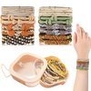 Hair Tie Organizer With 16 PCS Boho Elastic No Damage Bracelet Hair Ties for Thick Thin Hair, Hair Rubber Bands Bracelets, Ponytail Holders for Girls,Portable Travel Qtip Holder Desktop Organizer