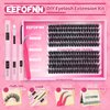 Eefofnn DIY Lash Extension Kit Fluffy Mink Cluster Lashes Kit Natural Volume Eyelashes Extensions with Lash Bond and Seal Tweezers 50D Eyelash Clusters 10-18MM Fluffy Individual Lashes Extension Kit