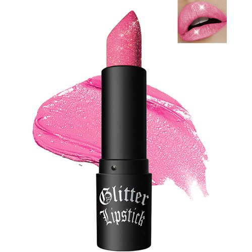 LYSdefeu Diamond Glitter Matte Lipstick, Pink Shiny Lip Gloss, Sparkling High Pigment Longlasting Waterproof Smudgeproof Non-Stick Cup Lipstick, Shimmer Lip Blam for Women Girl Lip Makeup-05#