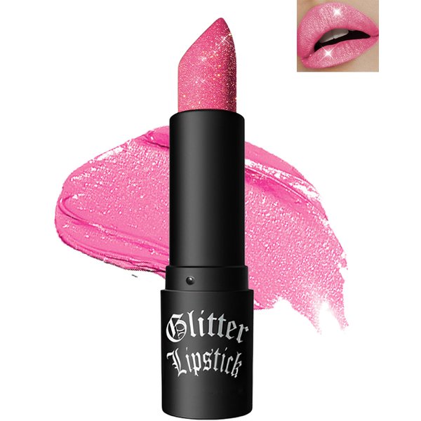 LYSdefeu Diamond Glitter Matte Lipstick, Pink Shiny Lip Gloss, Sparkling High Pigment Longlasting Waterproof Smudgeproof Non-Stick Cup Lipstick, Shimmer Lip Blam for Women Girl Lip Makeup-05#