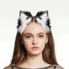 GaliaFaya Cat Wolf Fox Dog Ears Headband Handmade Long Faux fur Cosplay Halloween Costume Party (Black and White)