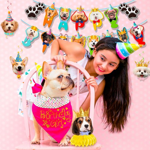Dog Hanging Swirls Decorations Banner, 25 Pcs Dog Themed Birthday Party Decorations - Dog Birthday Party Honeycomb Centerpieces Banner Hanging Swirls for Kids/Teens Puppy Birthday Decorations Supplies