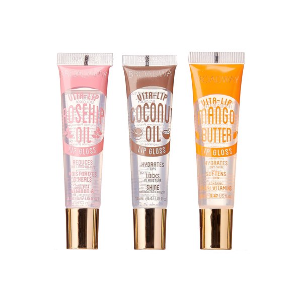 Broadway Vita-Lip Clear Lip Gloss 0.47oz/14ml (3PCS - Rosehip Oil & Coconut & Mango)