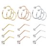 Jstyle 18Pcs Nose Rings Hoop Stainless Steel 20G L Shaped CZ Nose Studs Piercing Ring Hoop Body Jewelry Set