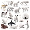 EOIVSH 18PCS Arctic Animal Figures, Realistic Polar Animal Toys Figurines for Kids Toddlers, Plastic Ocean Sea Animal Figures with Arctic Fox Wolf Snowy Owl Polar Bear Reindeer Bluga Whale
