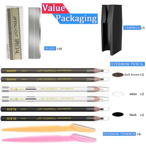 KAIQIKAIXI 6Pcs Multicolor Waterproof Eyebrow Pencils Makeup Set For Marking, Filling And Outlining, Tattoo Makeup And Microblading Supplies Kit-Hard Refills Are Easy To Color (colour)