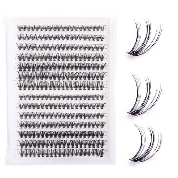 Aorbige Lash Extension Kit DIY 280pcs Individual Eyelash Extension Kit 0.07D 9-16MIX 30D 40D 60D 80D Cluster Lashes Kit Lash Extensions Super Thin & Soft Lashes Reusable (30 & 40D, D-0.07-9-16MIX)