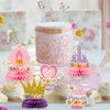 ArowlWesh 12Pcs Floral Princess Party Honeycomb Centerpieces Princess Theme Party Decorations Supplies Pink and Gold Princess Castle Crown Carriage Baby Shower Birthday Party Table Toppers for Girls