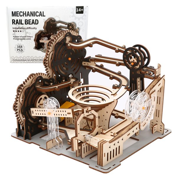 QBTTeCe 3D Wooden Marble Run for Adults,196 Pieces Wooden Model Kit Model Building Kits Log Making/No Glue or Other Tools Required 3D Wooden Puzzles for Adults and Kids