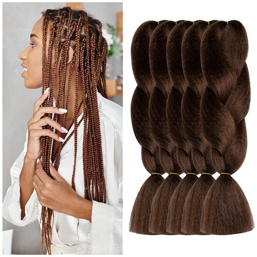 BNG Braiding Hair, Pre Stretched 25" Jumbo Synthetic Crochet Braids 100% Kanekalon Hair Extensions for Goddess Box Braids Twists, 5 Packs(Color #4/30)