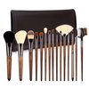 Makeup Brush Set, 15pcs Unique Walnut Makeup Brushes with Vegan Leather Bag, Professional No Shed Tan Makeup Brushes