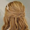 Gorais Gold Wedding Head Chain Jewelry Crystal Leaf Headpiece Rhinestone Hair Chain Costume Accessories for Women