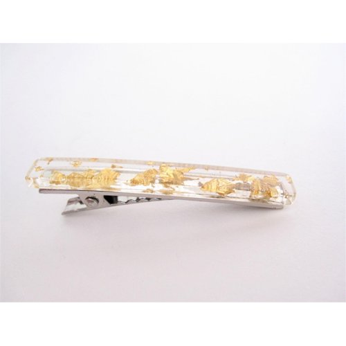 Generic Small 2 inch super slim clear gold speckled alligator hair clip fine thin hair