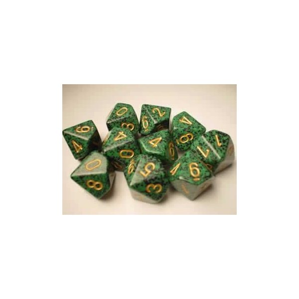 Chessex Dice Sets: Golden Recon Speckled - Ten Sided Die d10 Set (10)