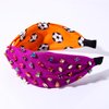 HZEYN Game Day Headband Crystal Rhinestone Knotted Soccer Football Headband Sports Game Party Hair Accessories (Purple Orange Soccer Ball)