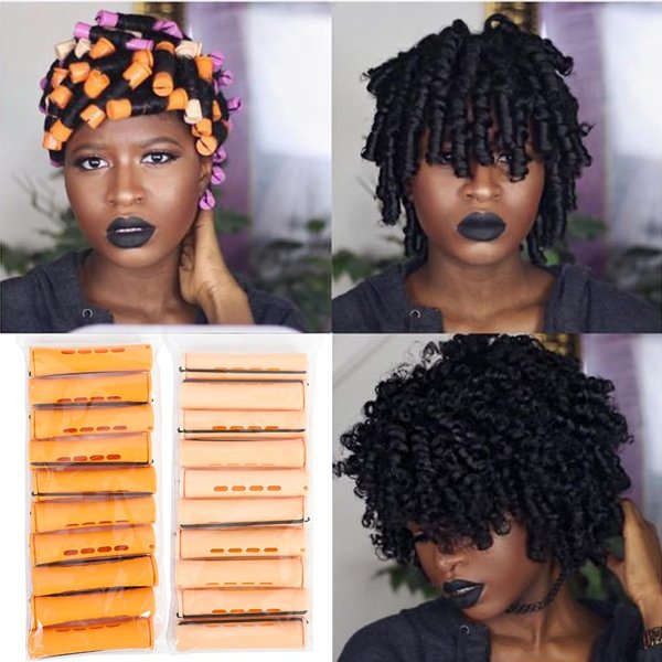 Perm Rods Set for Natural Hair Plastic Cold Wave Rods Orange Perm Rods for Long Short Hair Rollers Hair Curling Rods for Women Hair DIY Hairdressing Tools (20 Count, Orange+Beige)