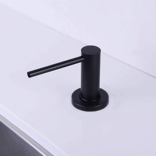 TUTEW Built in Sink Soap Dispenser, Kitchen Sink Soap Dispenser, Lotion Dispenser for Kitchen Sink, Matte Black Stainless Steel Pump Head,Sink Soap Dispenser with 17OZ Bottle