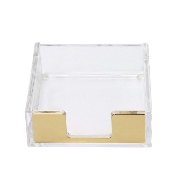 MultiBey Sticky Notes Memo Pad Holder Dispenser Rose Gold with Clear Desk Supplies Organizer Accessories for Office Home Schools (Gold)
