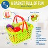 FUNERICA Kids Play Food Sets for Kids Kitchen - Cutting Play Vegetables and Fruits with Grocery Shopping Basket, Mini Cooking Top, Pot, Dishes, and Utensils