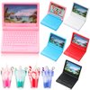 6 Pieces 1:12 Dollhouse Mini Laptop and 4 Pieces Mini Bottle Ice Cream Simulation Notebook Lovely Folding Laptop Model for DIY Dolls House Furniture Accessories (Pink, Red, Purple, Green)