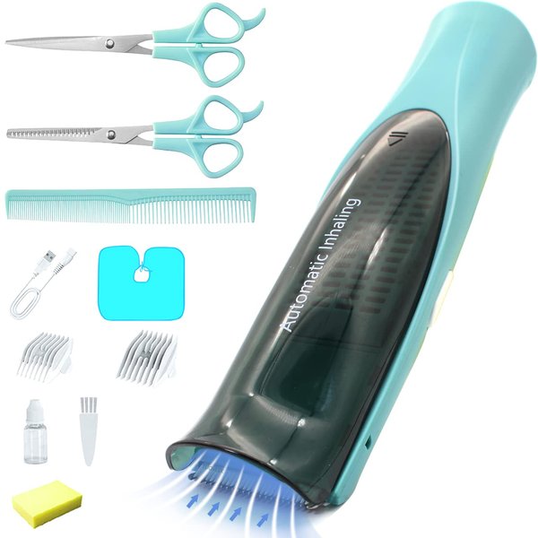 Kallwong Cordless Vacuum Hair Clipper for Baby,Wireless Beard & Hair Trimmer,Rechargeable Waterproof Home Haircut Kit Kids & Men, Automatic Hair Suction, with Professional Hair Scissors