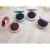 4 Pack Round Folding Travel Hair Brush with Makeup Mirror, Mini Pocket Hair Brush Comb Compact Pop Up Hair Massage Comb for for Purse Pocket Bag