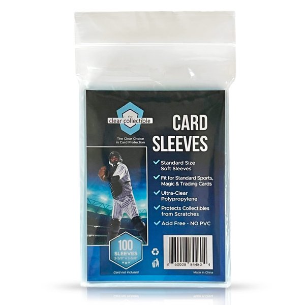 Baseball Card Sleeves Penny Sleeves - 100 Count - Trading Card Sleeve for Sports & Card Games - Use as Baseball Card Protectors, Penny Sleeves for Trading Cards, & Trading Card Sleeves