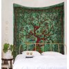 THE ART BOX Tapestry Green Tree of Life Hanging Psychedelic Tapestries Indian Cotton Twin Bedspread Picnic Sheet Blanket Wall Art Hippie Bedroom Décor (82x54 Inch)