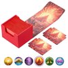 Arcane Fortress MTG Deck Box – Commander Deck Box for 120 Sleeved Cards with Art Interior – Leather Dividers, Nano-Fiber Exterior, Magnetic Closure – Perfect for Magic: The Gathering, TCG - Red