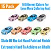 KINIA 15 Jumbo Race Car Sidewalk Chalk - Party Favors Goody Bag Pack - Birthdays, Easter, Christmas and More - Individually Wrapped - Washable - Beautiful Gift Box (Race Car Multicolor)