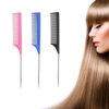 3 Pack Rat Tail Combs for Pintail Hair Parting & Teasing, Heat Resistant Carbon Fiber Fine Tooth Comb with Stainless Steel Handle Pin