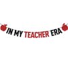 Black Glitter In My Teacher Era Banner, Congrats Teacher 2025/Class of 2025/From Student to Teacher, 2025 Teacher Graduation Party Decorations Supplies