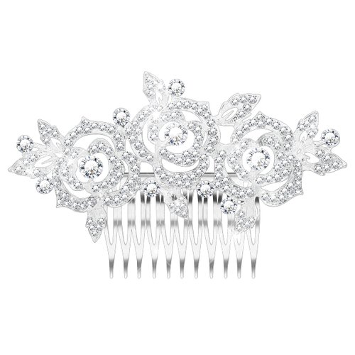 Women's Flower Austrian Crystal Bride Wedding Hair Side Combs Hair Accessories Art Deco Floral Bridal Side Combs Headpiece for Women, Brides Hair Accessories / Gift Box