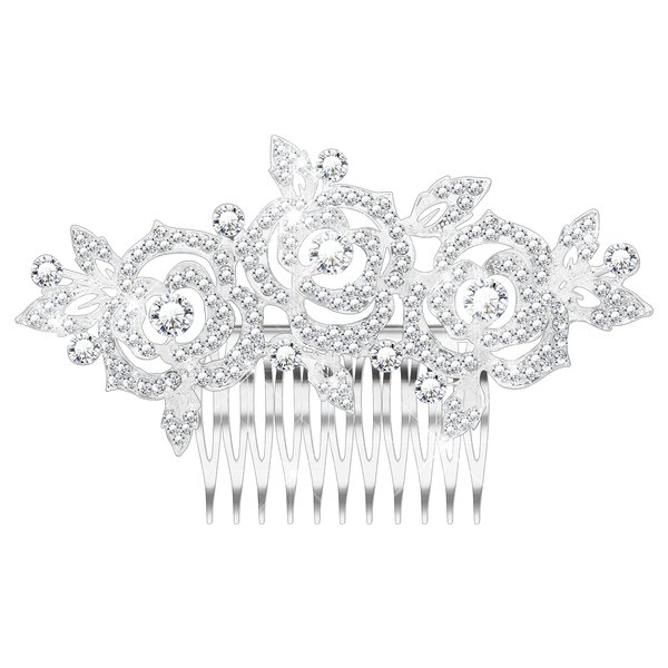 Women's Flower Austrian Crystal Bride Wedding Hair Side Combs Hair Accessories Art Deco Floral Bridal Side Combs Headpiece for Women, Brides Hair Accessories / Gift Box