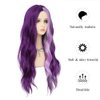 Dai Cloud Dark Purple Wavy Long Wigs for Women Natural Curly Middle Part with Light Purple Highlight Hair Heat Resistant Synthetic Wig for Halloween Cosplay Use