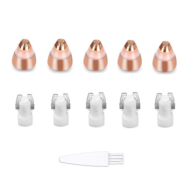 MXiiXM Eyebrow Hair Remover Replacement Heads for Women Painless Eyebrow Trimmer Blades, Perfect and Smooth, with Cleaning Brush, As Seen On TV, Rose Gold (5Pcs)